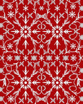 Red White Classic Floral Snowflake Design Rug