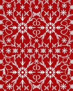 Red White Classic Floral Snowflake Design Rug