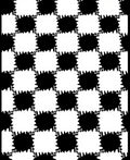 Black White Jagged Checkered Design Rug