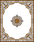 Ornate Brown and Gold Mandala Border Rug