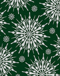 White Snowflake Patterned Dark Green Tile Rug