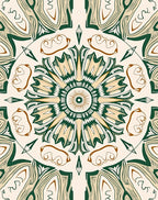 Archway Green Ivory Floral Medallion Rug