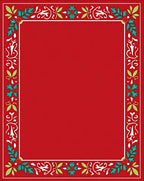 Red Holly Leaf Vine Border Design Rug