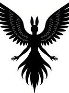 Angelic Silhouette Winged Creature Rug