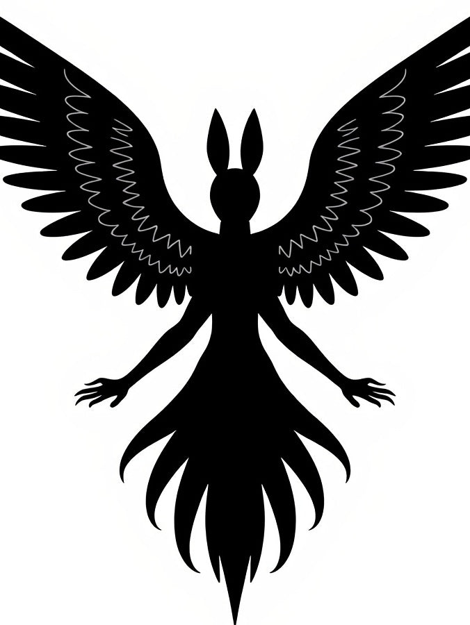 Angelic Silhouette Winged Creature Rug