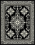 Black Ivory Ornate Floral Patterned Rug