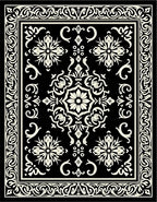 Black Ivory Ornate Floral Patterned Rug