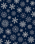 White Snowflake Pattern on Navy Background Rug