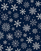 White Snowflake Pattern on Navy Background Rug