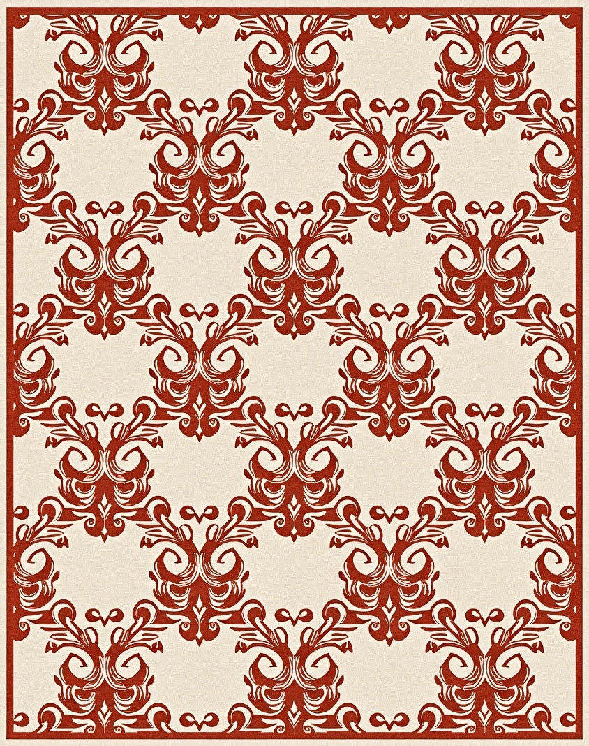 Classic Red Swirls Pattern Rug