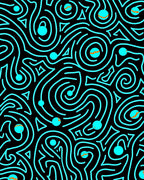 Aqua Swirl Abstract Geometric Black Rug