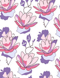 Pink Purple Floral Outline Design Rug