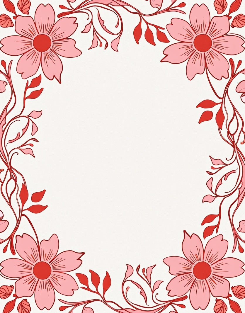 Pink floral vines pattern Rug