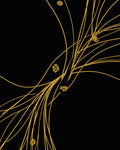 Golden Stylized Floral Branches Rug