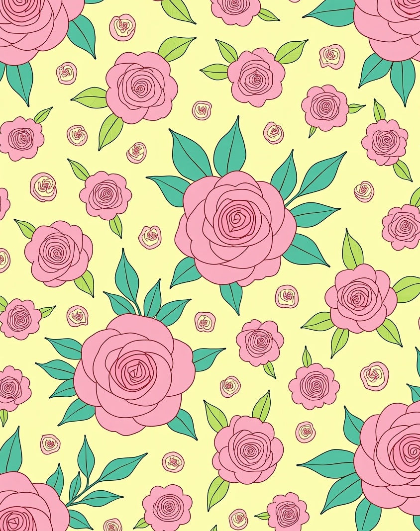 Pink Rose Garden Pattern Rug