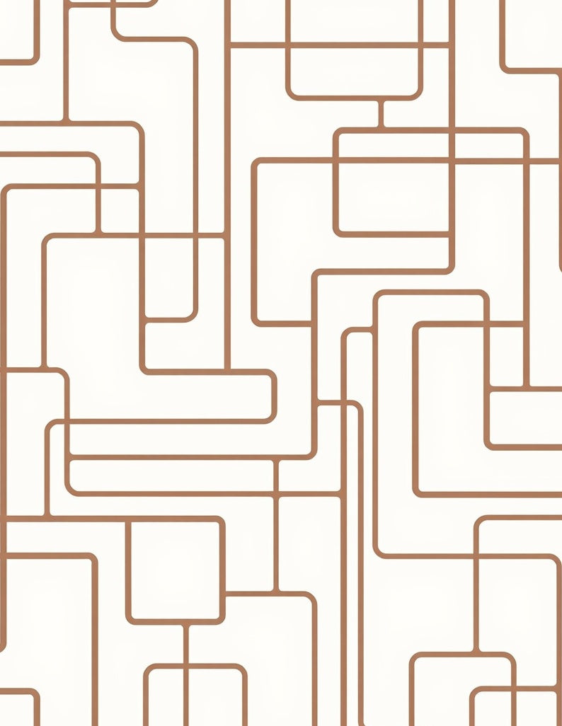 Abstract Interconnecting Geometric Lines Rug