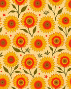 Retro Floral Sunburst Pattern Rug