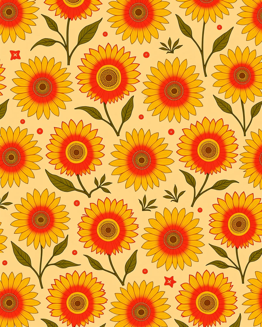 Retro Floral Sunburst Pattern Rug