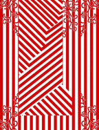 Red White Striped Swirl Pattern Rug