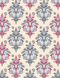 Damask Floral Pattern with Pink Accents Rug