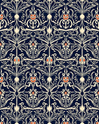 Art Nouveau Floral Dark Indigo Rug
