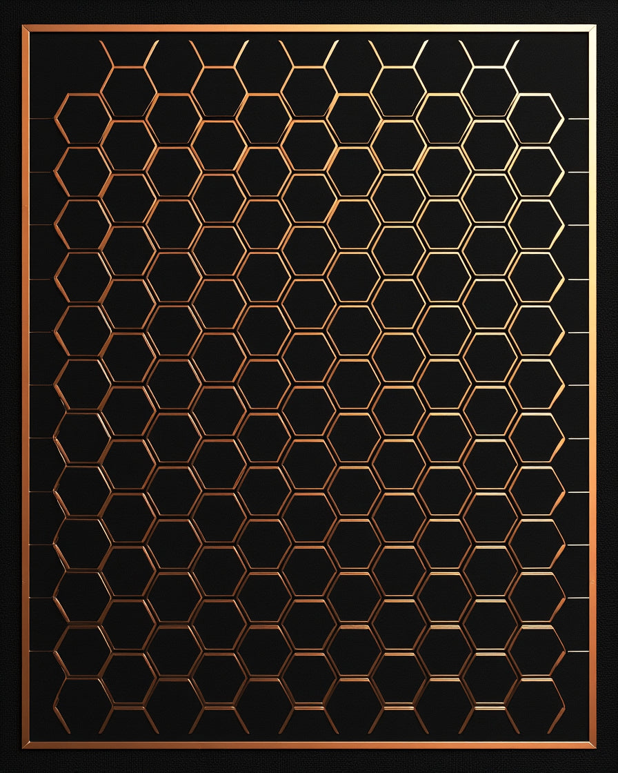 Modern Copper Hexagonal Patterned Rug