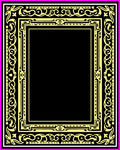 Ornate Black Yellow Pink Border Rug