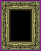 Ornate Black Yellow Pink Border Rug