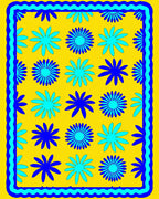 Bright Yellow Floral Pattern Rug