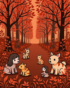 Autumn Forest Dogs Pattern Rug