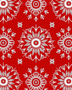 White Floral Mandala Red Pattern Rug