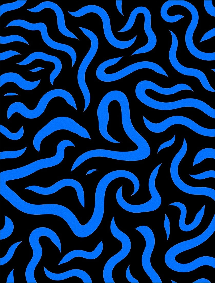 Vibrant Blue Swirl Pattern Rug