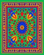 Vibrant Floral Geometric Pattern Rug