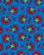 Red Passion Flower Blue Pattern Rug