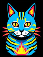 Pop Art Blue Yellow Cat Design Rug
