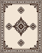 Regal Floral Centerpiece Border Pattern Rug