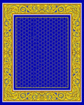 Blue Hexagon With Ornate Yellow Border Rug