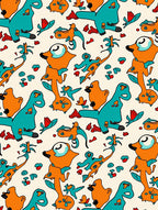 Whimsical Orange Teal Creature Pattern Rug
