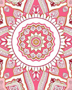 Pink Mandala Patterned Geometric Rug