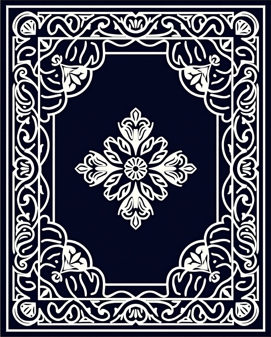 Classic Floral Border Centerpiece Design Rug