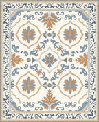 Cream Abstract Floral Pattern Rug