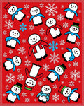 Merry Snowman Red Snowflake Party Rug
