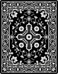 Classic Floral Scrollwork Black White Rug