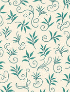 Delicate Teal Leaf Flourish Pattern Rug