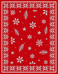 Red Snowflake Pine Branch Medley Rug