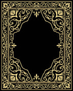 Elegant Golden Vintage Scroll Border Rug