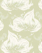 Pale Green Floral Impressionist Design Rug