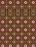 Rich Red Ochre Geometric Floral Pattern Rug