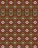 Rich Red Ochre Geometric Floral Pattern Rug