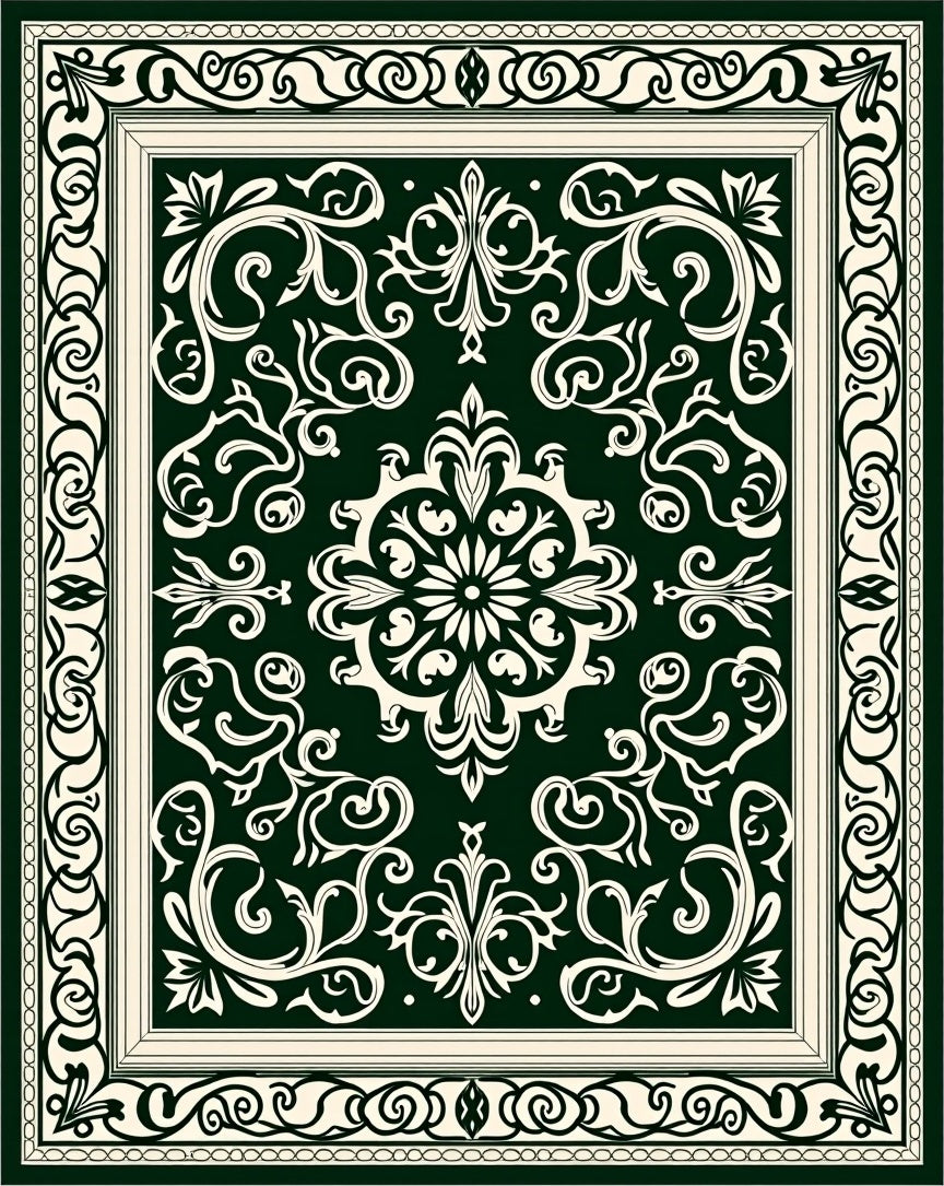 Elegant Traditional Floral Scroll Pattern Rug